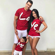 Load image into Gallery viewer, family matching clothes mother father daughter son kids baby T-shirt Parent-child Red Letter Print T-shirt Short Sleeve Tops