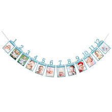Load image into Gallery viewer, Baby Photo Banner Baby First Year Birthday Banner Infants 1-12 Month Photograph Booth Garland Monthly Milestone Photo Banner

