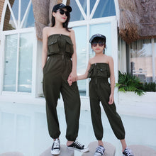 Load image into Gallery viewer, 2020 New Mother Daughter Off Shoulder Rompers Family Matching Clothing Armygreen Pants Girl Sexy Spring Clothes
